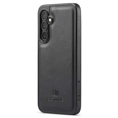 DG.MING For Samsung Galaxy S25 Case Anti-Drop Leather Coated PC+TPU Phone Back Cover - Black