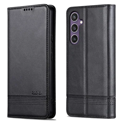 AZNS For Samsung Galaxy A36 5G Case Cowhide Texture PU Leather Wallet Phone Cover - Black