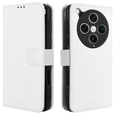 Fodral för Oppo Find X8 Pro 5G PU-läder Diamantstruktur Plånbok Fodral för mobil - Vit