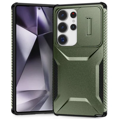 For Samsung Galaxy S25 Ultra Case Camshield TPU+PC Phone Cover Non-Slip Side Edge - Green