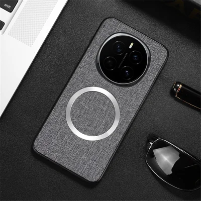 Voor Honor Magic7 5G Hoesje Stootvrij TPU+Stof Achterkant Telefoonhoes Compatibel met MagSafe - Grijs