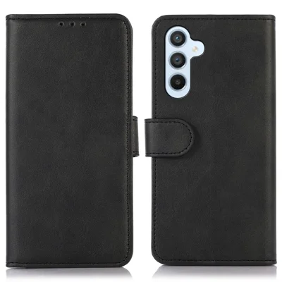 For Samsung Galaxy A36 5G Case Cowhide Texture Leather Wallet Phone Cover with Stand - Black