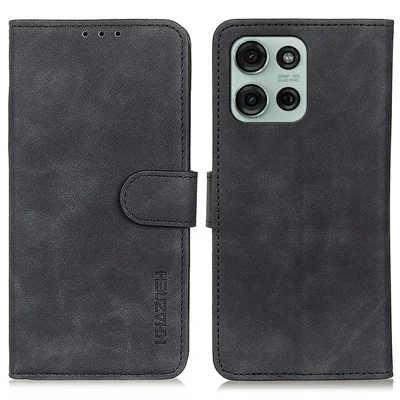 KHAZNEH til Motorola Moto G75 5G Taske i PU-læder med Retrostruktur - Sort