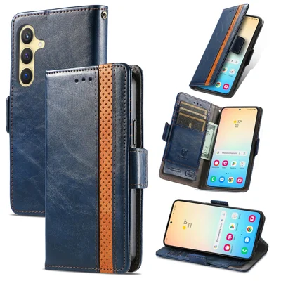 CASENEO For Samsung Galaxy S25 Phone Cases  PU Leather Cover Stand with RFID Blocking Wallet - Dark Blue