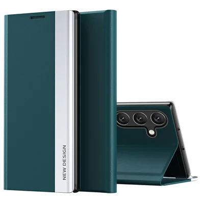 For Samsung Galaxy A36 5G Case Anti-Drop Leather Phone Cover with Stand - Green