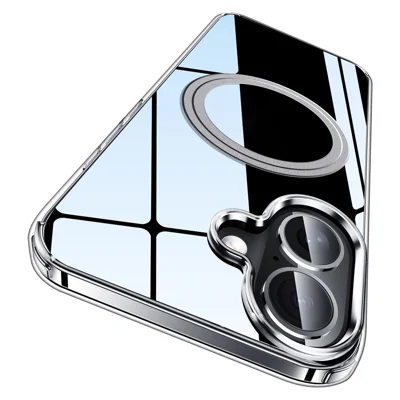 Voor iPhone 16 Hoesje Compatibel met MagSafe TPU+PC Transparante Achterkant