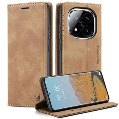 Til Xiaomi Redmi Note 14 Pro+ 5G / 14 Pro 5G / Poco X7 5G Case CASEME 013-serie Kortholder Stående Læder Telefonbeskyttelse - Brun