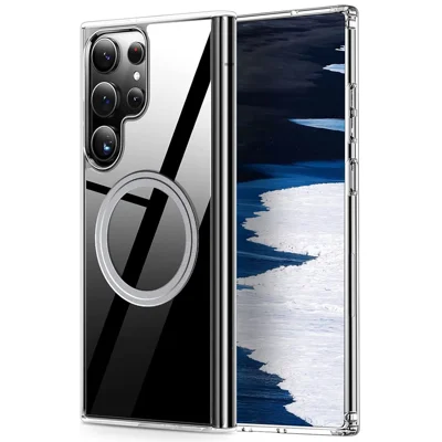Voor Samsung Galaxy S22 Ultra 5G hoesje compatibel met MagSafe TPU+PC transparante achterkant