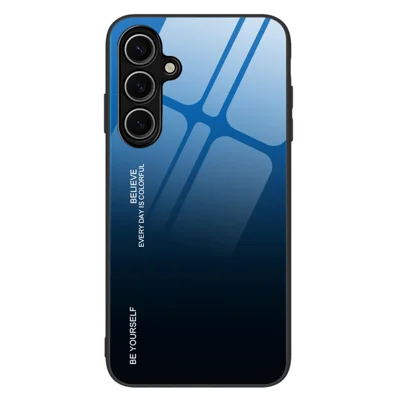 For Samsung Galaxy A36 5G Case Gradient Color Tempered Glass+TPU Phone Cover - Blue  /  Black