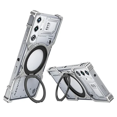 Kickstand Case For ZTE nubia RedMagic 10 Pro 5G / RedMagic 10 Pro+ 5G Metal Bumper Magnetic Phone Cover - Silver / Silver