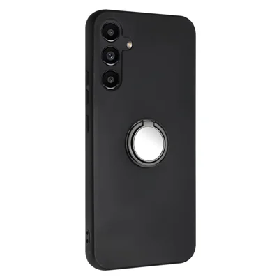 For Samsung Galaxy A26 5G Matte Case Ring Kickstand Soft TPU Phone Cover - Black