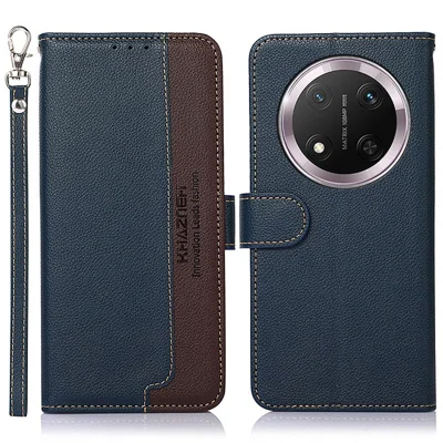 KHAZNEH For Honor Magic7 Lite 5G / X9c 5G / X60 Pro 5G Case RFID Blocking Wallet PU Leather Phone Cover - Blue