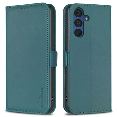 BINFEN COLOR BF31 For Samsung Galaxy A26 5G Case with Wallet Stand PU Leather Flip Phone Cover - Green