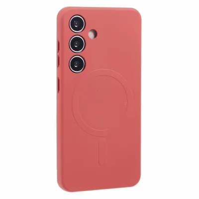 For Samsung Galaxy S25+ Magnetic Case Shockproof TPU Phone Cover - Camellia Red