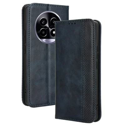 For Realme 13+ 5G / 13 Pro 5G (China) Leather Case Wallet Stand Retro Texture Phone Cover - Blue