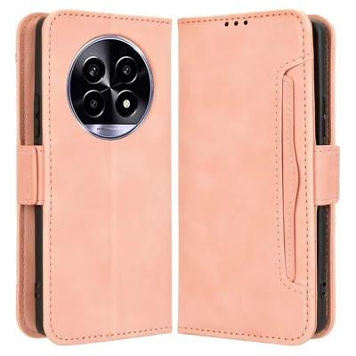 For Realme 13+ 5G / 13 Pro 5G (China) Leather Case Phone Wallet Cover with Multiple Card Slots - Pink
