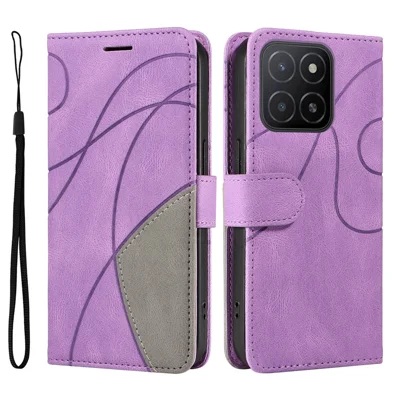 Futerał skórzany z portfelem i podstawką dla Honor X5b / X5b Plus, pokrywa telefoniczna w kolorze light purple