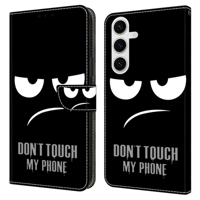For Samsung Galaxy S24 FE Case Magnetic Clasp 3D Pattern Leather Wallet Phone Cover - Don't Touch My Phone