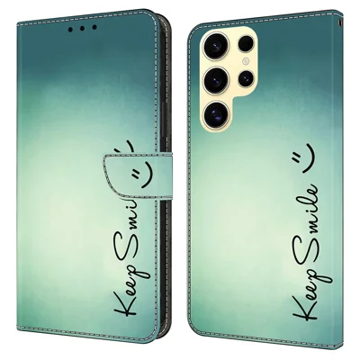 For Samsung Galaxy S25 Ultra Case PU Leather Wallet Phone Cover with Stand - Keep Smile