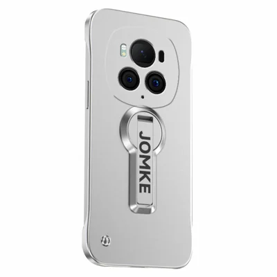 For Honor Magic6 5G Case Hard PC Frameless Baking Paint Kickstand Phone Cover - Silver