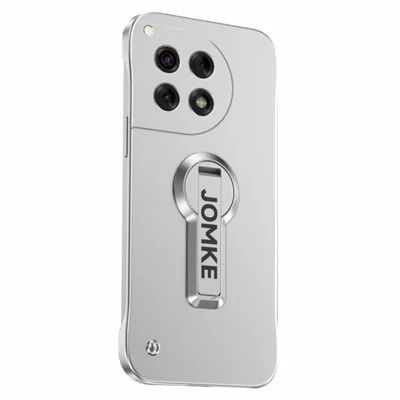 For OnePlus Ace 3 5G / 12R 5G Case Hard PC Frameless Baking Paint Kickstand Phone Cover - Silver