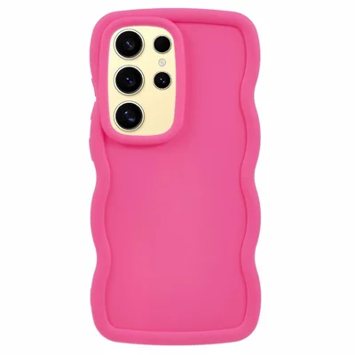 For Samsung Galaxy S25 Ultra Case TPU Protective Phone Cover Unique Curly Wave Frame - Rose