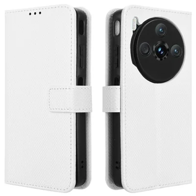 For ZTE nubia Z60S Pro 5G Case PU Leather Diamond Texture Wallet Phone Cover - White