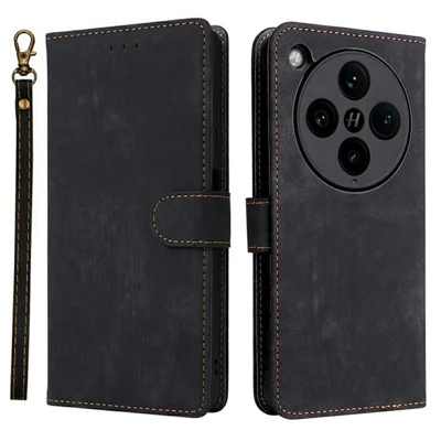 For Oppo Find X8 Pro 5G Wallet Case RFID Blocking PU Leather Cover Stand View - Black
