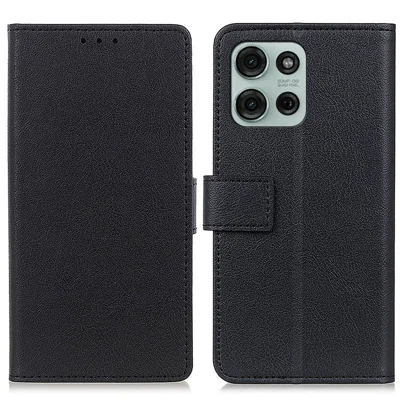 Voor Motorola Moto G75 5G Hoesje PU Leren Stand Wallet Telefoonhoes - Zwart