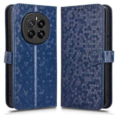 Portemonnee Hoesje voor Honor Magic7 5G met Stipjespatroon, PU Leren Telefoonhoes - Donkerblauw
