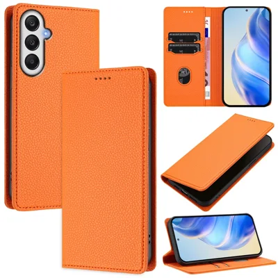 For Samsung Galaxy A16 4G / Galaxy A16 5G Wallet Case RFID Blocking Litchi Texture Leather Mobile Cover - Orange