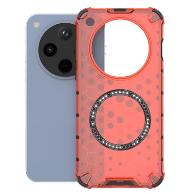 For Oppo Find X8 5G Magnetic Case Honeycomb Design TPU+PC Phone Cover - Red