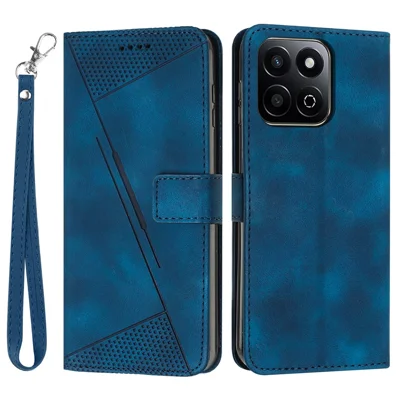 For Honor X7c 5G / X7c 4G / 200 Smart 5G / Play 60 Plus 5G / Play 9T Case Handbag Imprinted Triangle Leather Phone Cover - Sapphire
