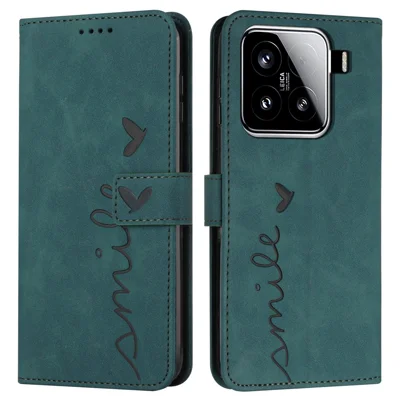 Voor Xiaomi 15 Hoesje met Standfunctie PU Leren Telefoonhoes met Afgedrukt Patroon - Groen