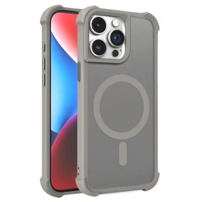 iPhone 15 Pro Max-hoes compatibel met MagSafe, hoes met TPU+PC en huidgevoelig ontwerp - Grijs