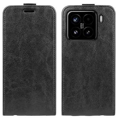 For Xiaomi 15 Case with Card Slots Vertical Flip Leather Phone Cover - Black
