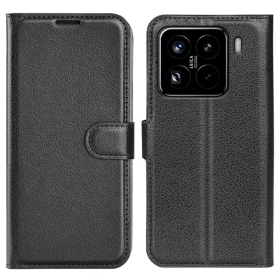 Futera do Xiaomi 15 Pro z krokodylem teksturą skórą z odpornego na wstrząsy materiału PU z portfelem - Czarny