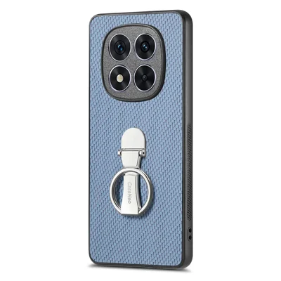 CASENEO C1-19 for Xiaomi Redmi Note 14 Pro 5G / Poco X7 5G Case Folding Kickstand Leather Back Cover Carbon Fiber Texture - Blue
