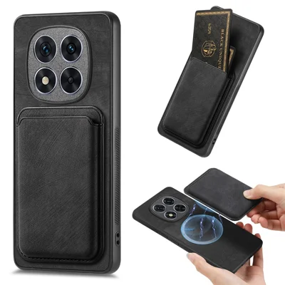 For Xiaomi Redmi Note 14 Pro+ 5G Case Retro Leather+TPU Phone Cover with Detachable Card Slot - Black