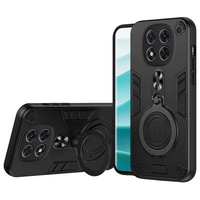 For Xiaomi Redmi Note 14 Pro 5G / Poco X7 5G Case Rotatable Kickstand PC+TPU Drop Protection Phone Cover - Black