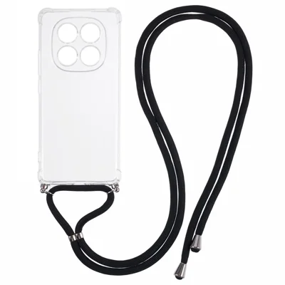 For Xiaomi Redmi Note 14 Pro 5G / Poco X7 5G Case Reinforced Corner TPU Clear Phone Cover with Lanyard