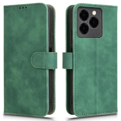 For Ulefone Note 20 Pro Leather Case Skin-Feel Anti-Drop Wallet Flip Phone Cover - Green