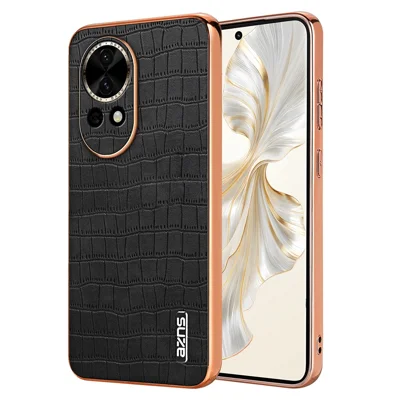 AZNS For Huawei nova 13 5G Case Electroplating Crocodile Texture PU+TPU Phone Cover - Black