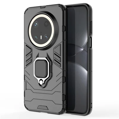For Huawei Mate 70 Pro+ / 70 Pro Case PC+TPU Protective Phone Cover with Ring Kickstand - Black