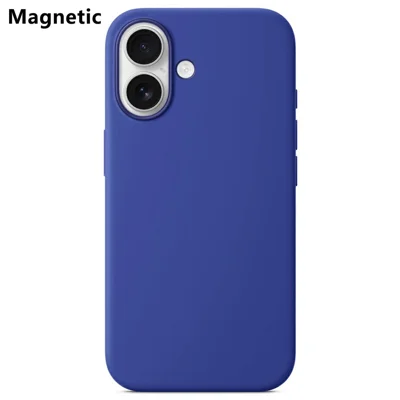 For iPhone 16 Compatible with MagSafe Liquid Silicone Phone Back Cover (No Logo) - Brilliant Blue