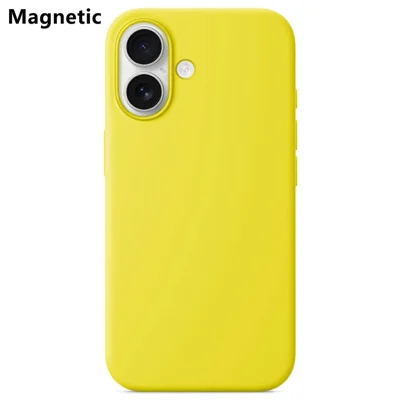 For iPhone 16 Compatible with MagSafe Liquid Silicone Phone Back Cover (No Logo) - Yellow