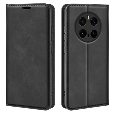 For Honor Magic7 Pro 5G Case Skin-Touch Leather Wallet Phone Cover - Black