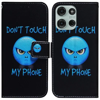 For Motorola Moto G75 5G Wallet Case Pattern Print Leather Phone Cover - Don't Touch My Phone