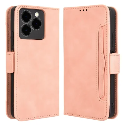 For Meizu Note 21 / Ulefone Note 20 Pro Leather Case Phone Wallet Cover with Multiple Card Slots - Pink