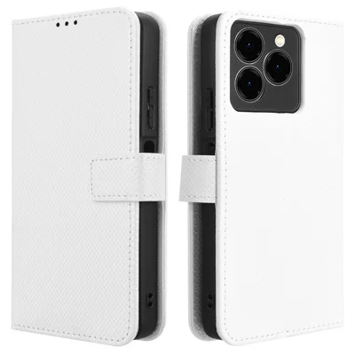 For Meizu Note 21 / Ulefone Note 20 Pro Case PU Leather Diamond Texture Wallet Phone Cover - White